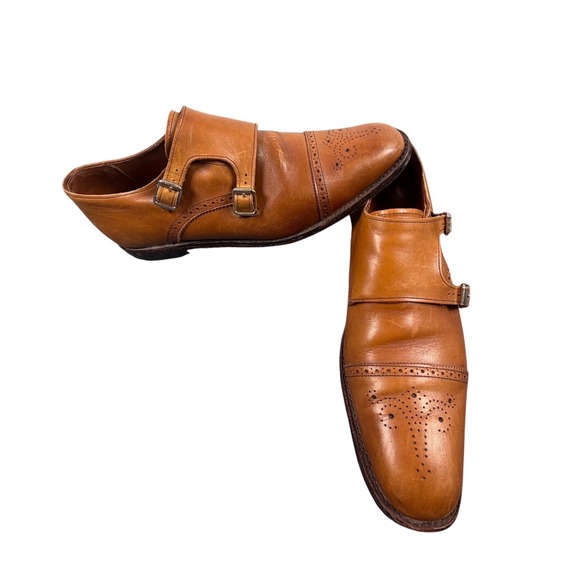 Allen Edmonds Other - Allen Edmonds St Johns Mens Double Monk Strap Shoes Cap Toe Brogue Tan Brown 12D